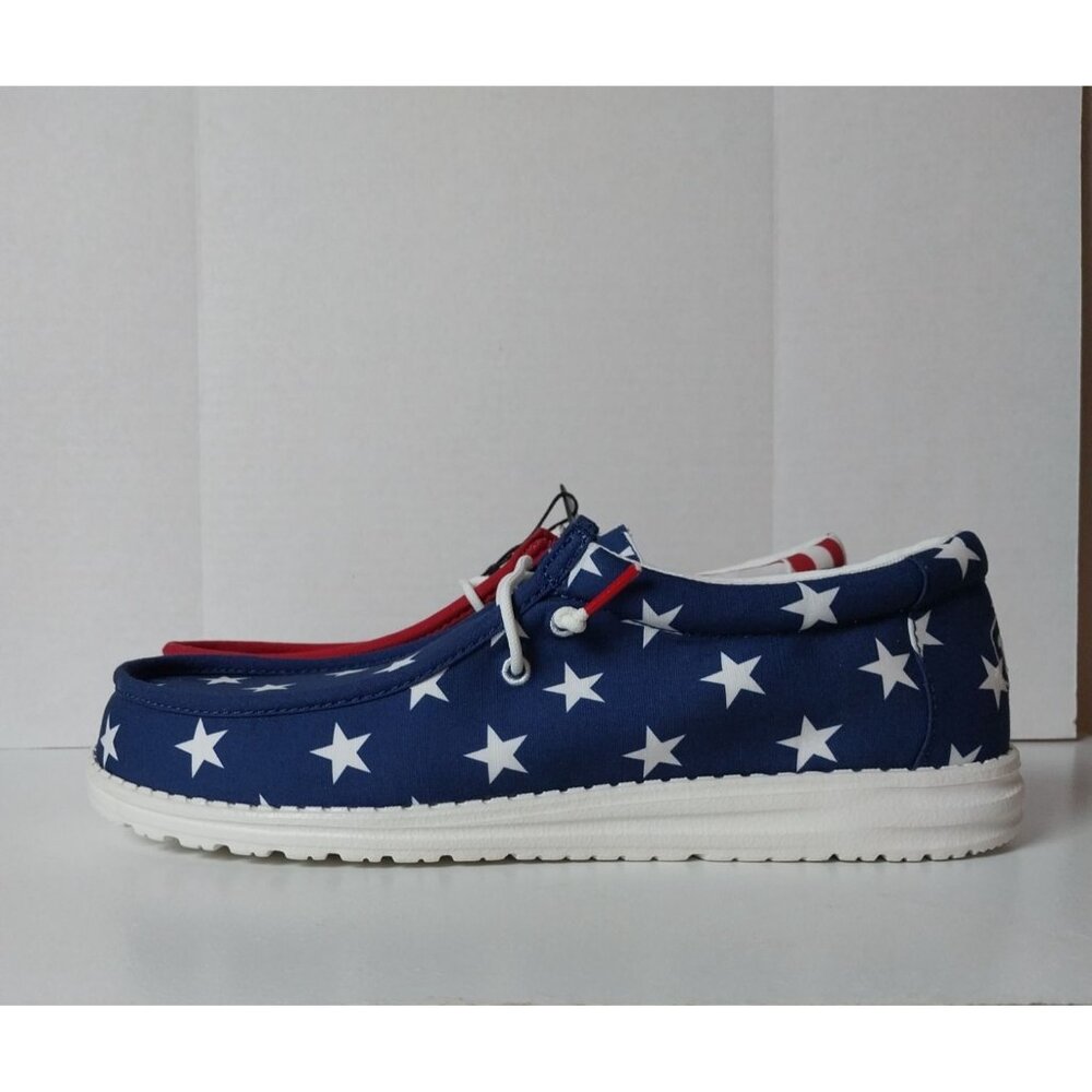 NWT Hey Dude Wally Patriotic American Flag Red Blue Men's Sz 11 - Picture 3 of 11